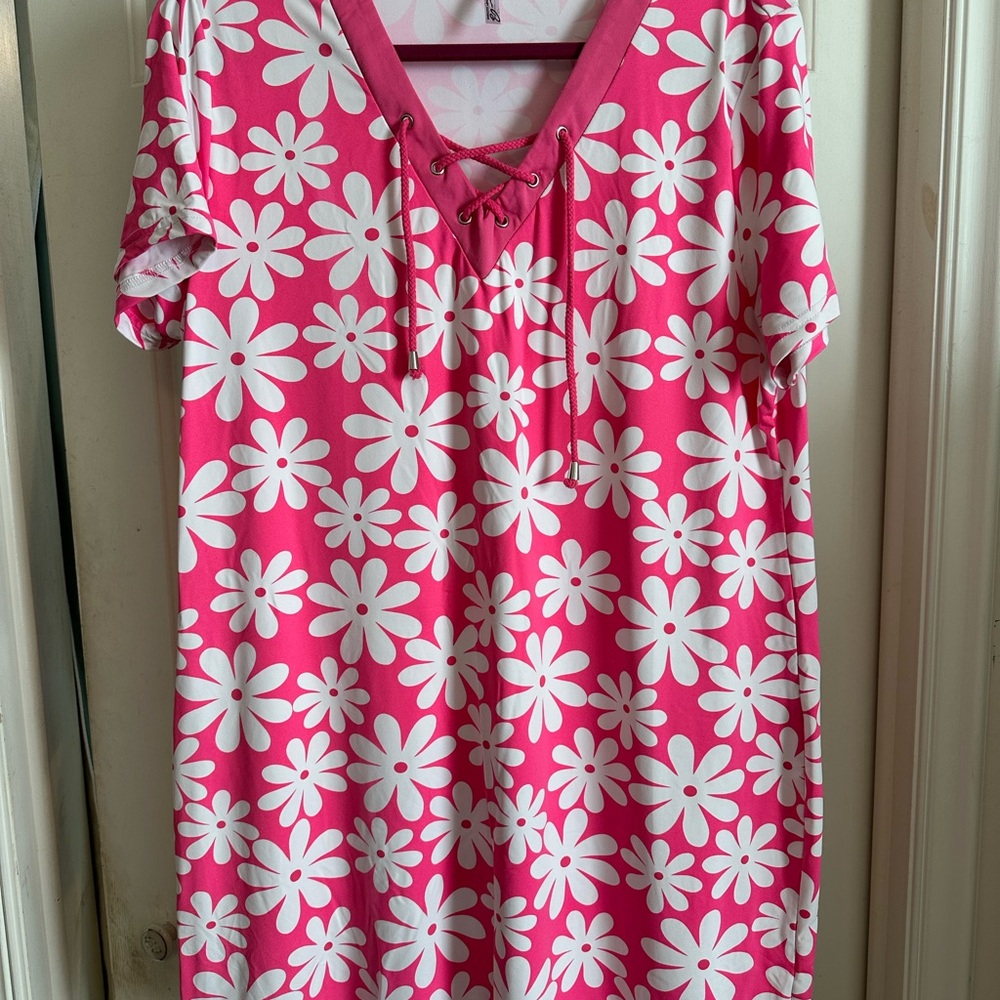 Pink and White Floral Dress